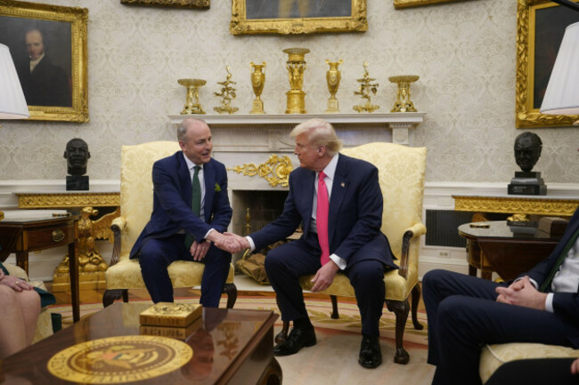 taoiseach-micheal-martin-during-a-bilateral-meeting-with-us-president-donald-trump-ahead-of-the-white-house-st-patricks-day-reception-in-washington-dc-as-part-of-his-week-long-visit-to-the-us-pictu