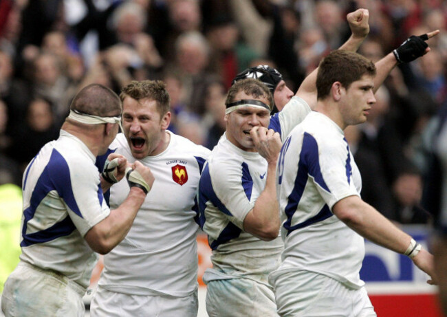 from-left-frances-olivier-milloud-elvis-vermeulen-pieter-de-villiers-and-pascal-pape-celebrate-after-their-last-try-against-scotland-during-their-six-nations-rugby-match-at-the-stade-de-france-sta