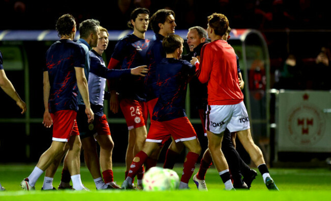 both-teams-clash-during-the-warm-ups