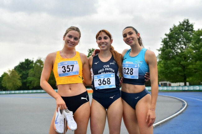 busto-arsizio-italy-28th-apr-2025-the-podium-of-the-womens-600m-moore-emma-irl-during-meeting-walk-and-middle-distance-night-international-athletics-game-in-busto-arsizio-italy-april-27-202