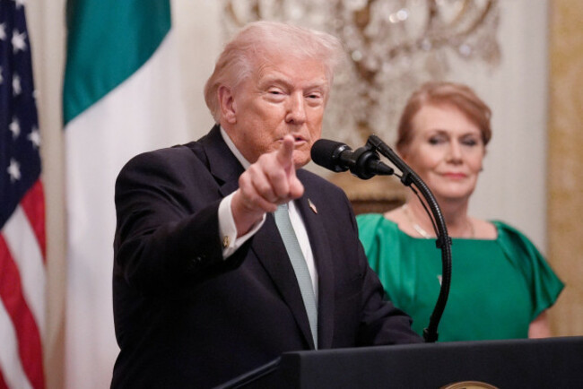 washington-dc-united-states-17th-mar-2026-us-president-donald-trump-delivers-remarks-at-the-shamrock-bowl-presentation-by-irish-taoiseach-micheal-martin-to-celebrate-st-patricks-day-at-the-white