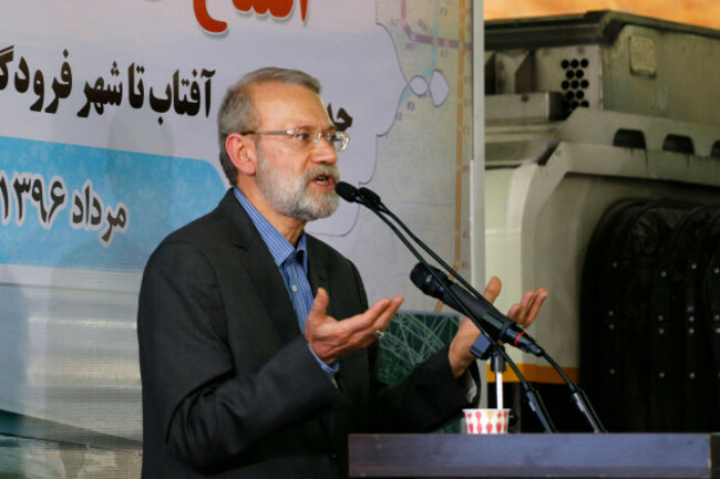 tehran-iran-17th-mar-2026-a-file-photo-taken-on-august-7-2017-shows-ali-larijani-secretary-of-irans-supreme-national-security-council-speaks-during-the-opening-ceremony-of-the-imam-khomeini-a