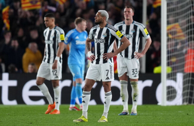 newcastle-uniteds-joelinton-appears-dejected-after-barcelona-score-their-sixth-goal-during-the-uefa-champions-league-round-of-sixteen-second-leg-match-at-the-spotify-camp-nou-barcelona-spain-pict