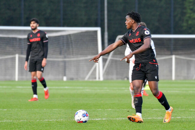 swansea-wales-2-december-2022-gabriel-adebambo-of-stoke-city-in-action-during-the-premier-league-cup-game-between-swansea-city-under-21-and-stoke-city-under-21-at-the-swansea-city-academy-in-swanse