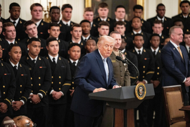 washington-dc-usa-20th-mar-2026-united-states-president-donald-j-trump-makes-remarks-as-he-presents-the-commander-in-chiefs-trophy-cic-trophy-to-the-us-naval-academy-midshipmen-football-team-d