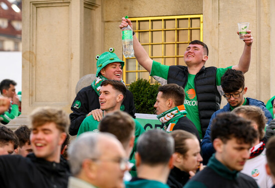 a-view-of-ireland-fans-in-the-old-town-square-ahead-of-the-match