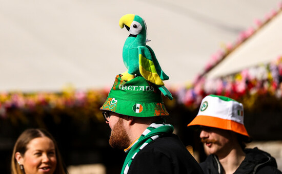 an-ireland-fan-with-a-troy-parrot-on-his-head-in-prague-ahead-of-tonights-game