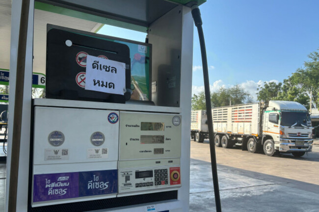 a-sign-announcing-diesel-fuel-has-run-out-is-displayed-on-a-gas-staton-in-prajuab-kirikhan-thailand-wednesday-march-18-2026-ap-photogrant-peck