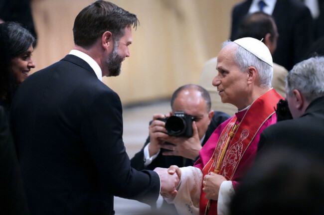 vatican-city-vatican-may-18-us-vice-president-jd-vance-and-pope-leo-xiv-leads-a-holy-mass-for-the-beginning-of-his-pontificate-in-st-peters-square-in-the-vatican-on-may-18-2025