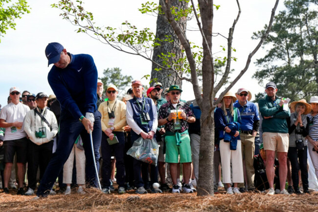 rory-mcilroy-of-northern-ireland-hits-from-the-pine-straw-on-the-second-hole-during-the-first-round-of-the-masters-golf-tournament-at-the-augusta-national-golf-club-thursday-april-9-2026-in-augu