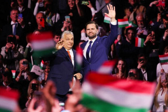 budapest-hungary-7th-apr-2026-hungarian-prime-minister-viktor-orban-and-american-vice-president-jd-vance-during-the-rally-ahead-of-the-hungarian-parliamentary-election-credit-image-beata