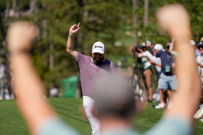 shane-lowry-of-ireland-waves-after-a-hole-in-one-on-the-sixth-hole-during-the-third-round-of-the-masters-golf-tournament-at-the-augusta-national-golf-club-saturday-april-11-2026-in-augusta-ga