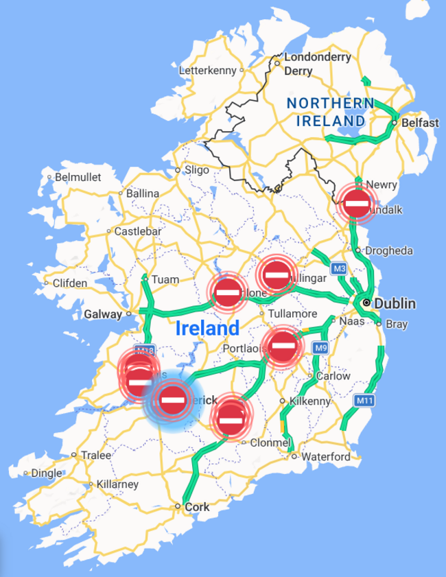 road closures sunday morning