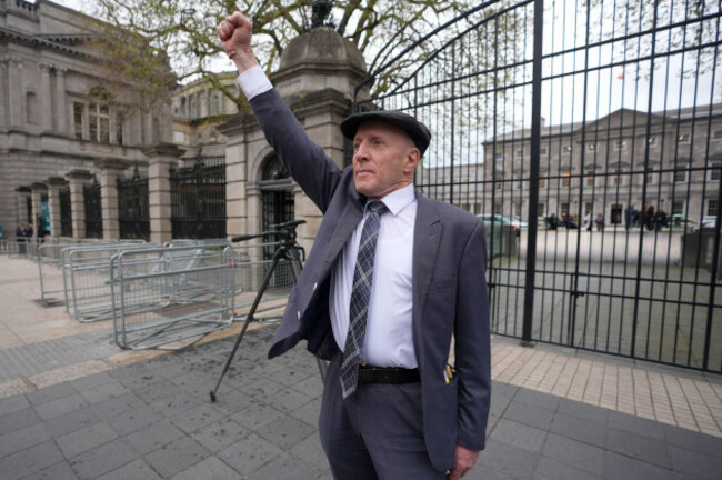 independent-td-michael-healy-rae-waves-to-the-crowds-gathered-outside-leinster-house-dublin-after-resigning-in-the-dail-as-minister-of-state-the-dail-has-returned-today-from-the-easter-break-which