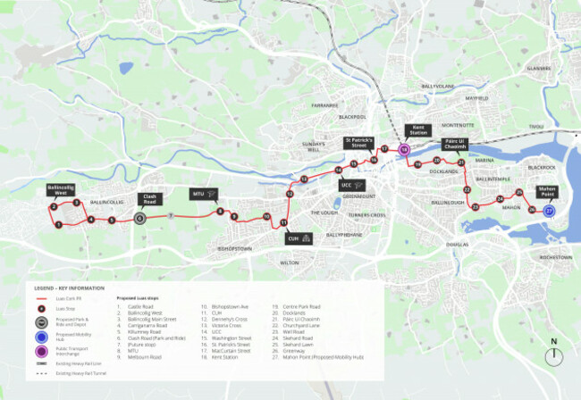 Luas Cork Preferred Route Map 2026