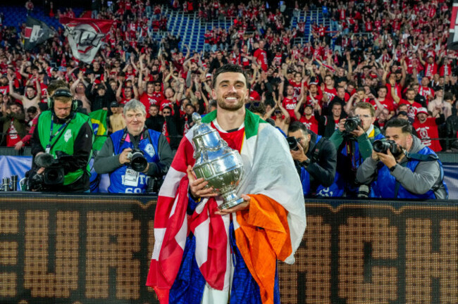 rotterdam-netherlands-19th-apr-2026-rotterdam-netherlands-april-19-troy-parrott-of-az-alkmaar-during-the-dutch-eurojackpot-knvb-beker-final-match-between-az-alkmaar-and-nec-nijmegen-at-stadion