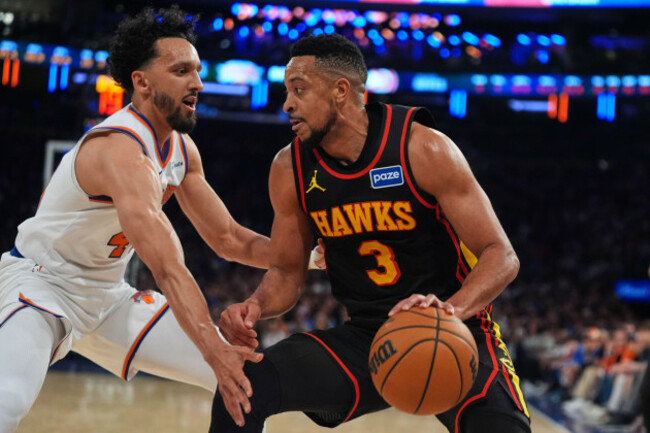 new-york-knicks-landry-shamet-left-defends-atlanta-hawks-cj-mccollum-during-the-second-half-in-game-1-of-a-first-round-nba-playoffs-basketball-series-saturday-april-18-2026-in-new-york-ap-ph
