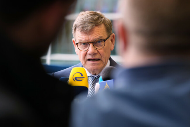 germanys-foreign-minister-johann-wadephul-speaks-with-the-media-as-he-arrives-for-a-meeting-of-eu-foreign-ministers-at-the-european-council-building-in-luxembourg-tuesday-april-21-2026-ap-photo