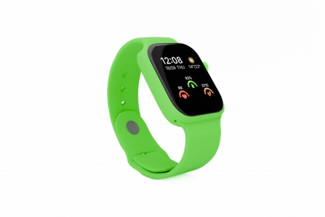 green-smart-watch-with-rubber-strap-on-white-background