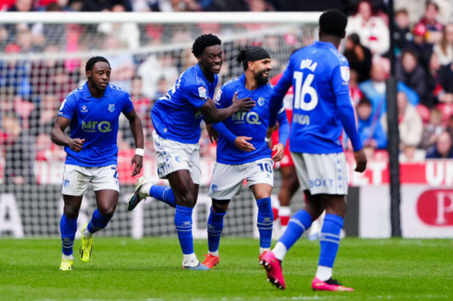 watfords-james-abankwah-centre-celebrates-scoring-his-sides-first-goal-during-the-sky-bet-championship-match-at-the-riverside-stadium-middlesbrough-picture-date-saturday-april-25-2026