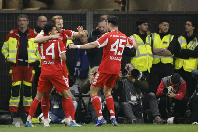 leverkusen-lr-luis-diaz-of-fc-bayern-munich-harry-kane-of-fc-bayern-munich-aleksandar-pavlovic-of-fc-bayern-munich-celebrate-the-0-1-during-the-dfb-cup-semi-final-match-between-bayer-04-leverkus