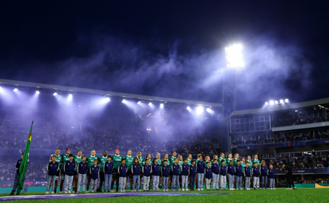 a-view-of-the-ireland-team-lined-up-during-the-anthems