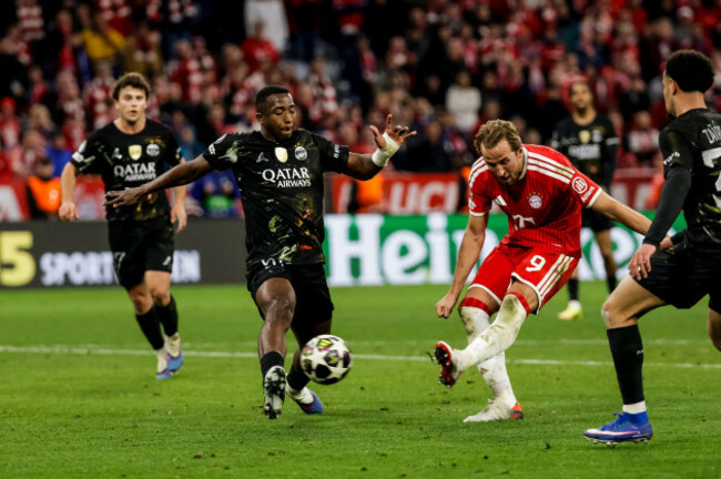 munich-germany-may-6-harry-kane-fc-bayern-muenchen-9-scores-the-equalizing-goal-during-the-uefa-champions-league-semi-final-between-fc-bayern-muenchen-vs-paris-saint-germain-at-allianz-arena-at