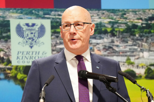 first-minister-and-snp-leader-john-swinney-delivers-his-victory-speech-at-the-election-count-for-the-2026-holyrood-elections-at-dewars-centre-in-perth-after-he-was-re-elected-in-his-perthshire-north
