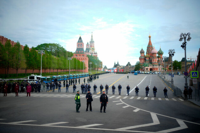 police-officers-guard-at-vasilevsky-spusk-square-before-the-victory-day-military-parade-in-moscow-saturday-may-9-2026-during-celebrations-of-the-81st-anniversary-of-the-soviet-unions-victory-over
