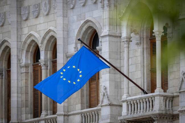 budapest-hungary-9th-may-2026-the-flag-of-european-union-was-ceremonially-hung-on-the-parliament-building-in-budapest-during-the-inauguration-of-peter-magyar-credit-image-marek-ladzinski