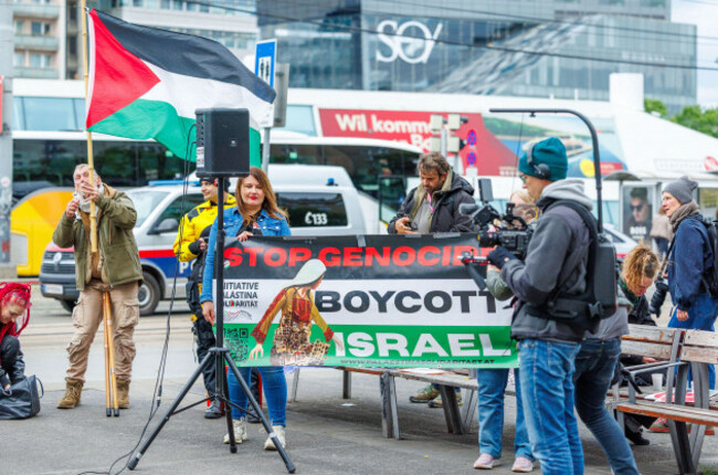 wien-austria-12th-may-2026-pro-palestinian-groups-protest-in-the-city-center-against-israels-participation-in-the-70th-eurovision-song-contest-esc-various-rallies-and-protests-have-been-regist