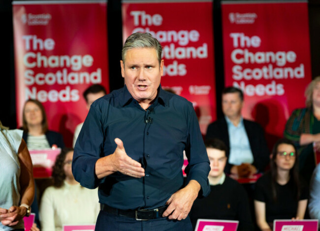 hamilton-scotland-uk-29th-september-2023-leader-of-the-labour-party-sir-keir-starmer-joined-anas-sarwar-michael-shanks-and-jackie-baillie-for-a-scottish-labour-rally-ahead-of-the-rutherglen-an