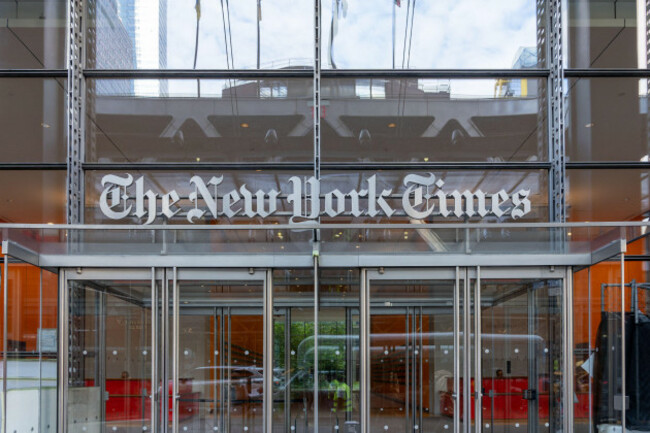 new-york-ny-usa-august-20-2022-the-entrance-to-new-york-times-company-headquarters-in-new-york-ny-usa