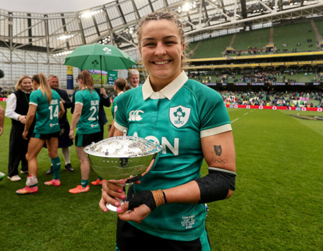 irelands-erin-king-with-the-siobhan-cattigan-trophy-after-the-match