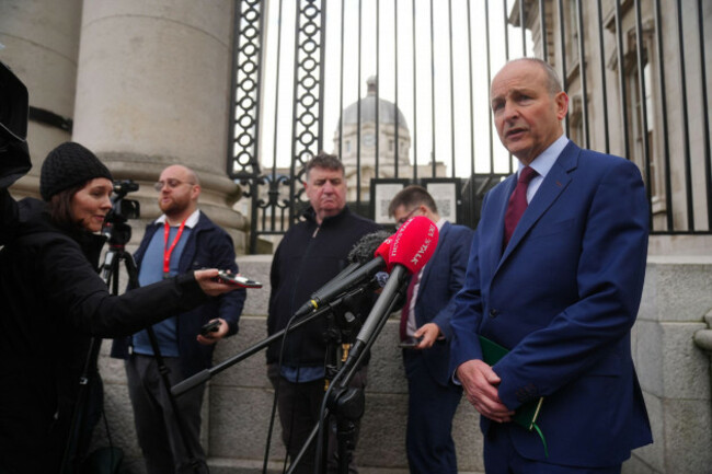 taoiseach-micheal-martin-speaks-to-the-media-as-he-arrives-for-a-cabinet-meeting-at-government-buildings-in-dublin-picture-date-tuesday-may-19-2026