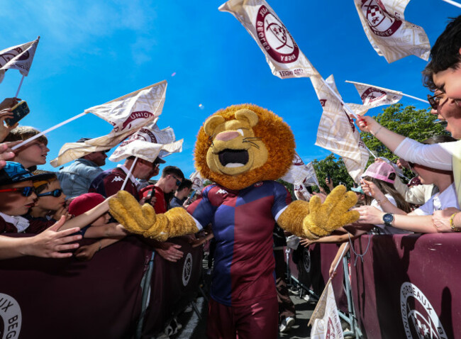a-view-of-the-union-bordeaux-begles-mascot-with-fans-as-they-wait-for-their-team-to-arrive