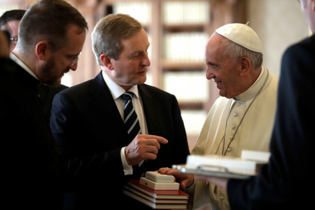 pope-francis-exchanges-gifts-with-irish-prime-minister-enda-kenny-during-a-private-audience-in-his-private-studio-at-the-vatican-monday-nov-28-2016-ap-photoalessandra-tarantino-pool