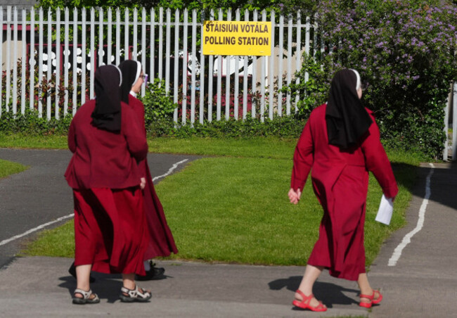 nuns-arrive-to-cast-their-vote-at-the-polling-station-at-st-columbas-national-school-in-glasnevin-dublin-as-voting-gets-underway-in-the-dublin-central-by-election-which-was-triggered-by-the-resign