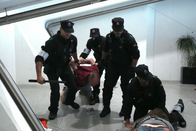 members-of-the-ertzaintza-detain-activists-at-bilbao-airport-23-may-2026-in-bilbao-biscay-basque-country-spain-basque-activists-detained-by-israel-for-participating-in-the-global-sumud-flotilla