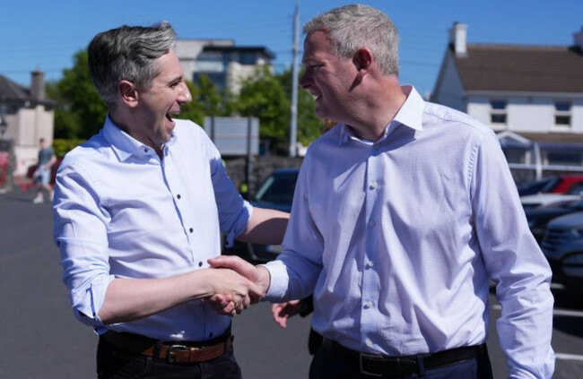 galway-west-by-election-candidate-sean-kyne-arriving-with-tanaiste-and-fine-gael-leader-simon-harris-at-the-count-centre-in-galway-lawn-tennis-club-as-counting-continues-in-the-galway-west-by-election
