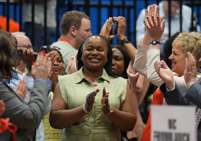 labour-candidate-helen-ogbu-conceding-defeat-at-the-count-centre-in-galway-lawn-tennis-club-salthill-cheered-on-by-party-colleagues-as-the-galway-west-by-election-results-come-in-the-by-election-w