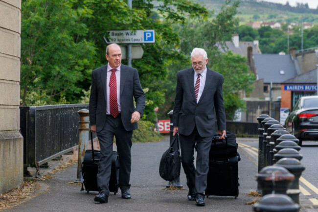 kieran-vaughan-kc-left-and-solicitor-john-mcburney-arriving-at-newry-crown-court-where-sir-jeffrey-donaldson-and-his-wife-lady-eleanor-donaldson-are-accused-of-historical-sexual-offences-picture-d