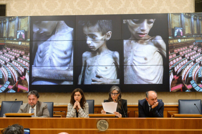 roma-italy-29th-may-2026-rome-senate-presentation-of-un-special-rapporteurs-report-on-the-occupied-palestinian-territories-pictured-dario-carotenuto-laura-boldrini-francesca-albanese-peppe-de-cr