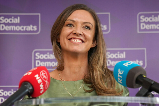 td-holly-cairns-gives-a-speech-at-the-tara-building-in-dublin-as-she-becomes-the-new-leader-of-the-social-democrats-picture-date-wednesday-march-1-2023