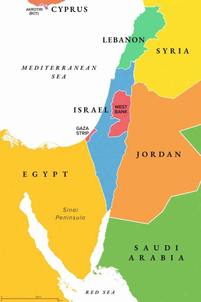 israel-and-the-sinai-peninsula-colorful-political-map-southern-levant-arid-geographical-and-historical-region