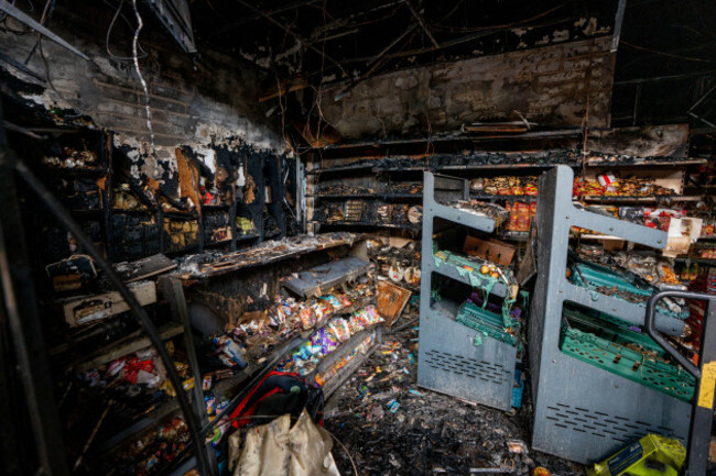 belfast-uk-10th-june-2026-the-destroyed-interior-of-an-indian-grocery-store-seen-in-the-templemore-area-following-the-night-riots-the-city-erupted-into-flames-as-locals-took-to-the-streets-to-pro