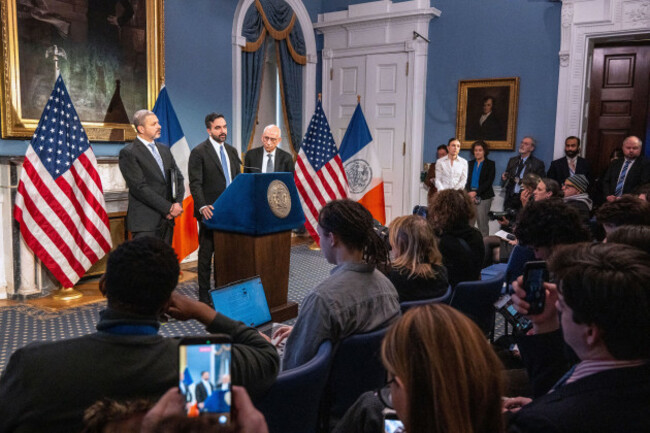 new-york-new-york-usa-28th-jan-2026-new-york-city-mayor-zohran-mamdani-holds-a-press-conference-at-city-hall-with-his-director-of-finance-sherif-soloman-and-first-deputy-mayor-dean-fuleihan-to