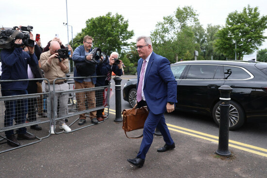 sir-jeffrey-donaldson-arrives-at-newry-crown-court-where-the-jury-will-continue-to-consider-its-verdict-in-his-trial-alongside-his-wife-lady-eleanor-donaldson-on-charges-of-historical-sexual-offences