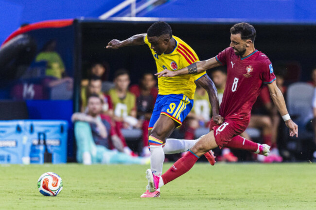 miami-gardens-united-states-27th-june-2026-jhon-cordoba-of-colombia-l-challenged-by-bruno-fernandes-of-portugal-r-during-the-fifa-world-cup-2026-group-k-match-between-colombia-and-portugal-at