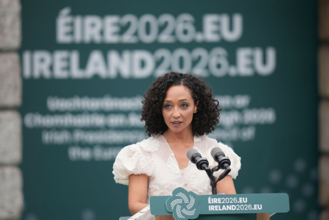 ruth-negga-reading-a-poem-at-dublin-castle-in-dublin-during-the-opening-ceremony-of-irelands-eu-presidency-picture-date-wednesday-july-1-2026
